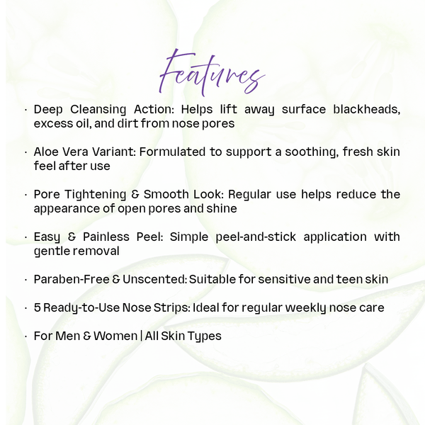 Aloevera & Cucumber- Unisex Nose Strip- 7 STRIPS
