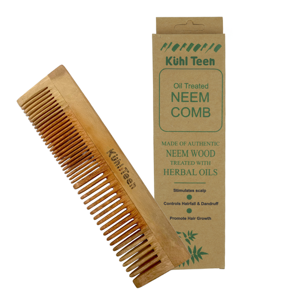 Neem Comb – Kacchi Dual-Tooth Anti-Static Wooden Comb for Teens