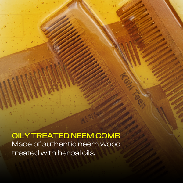 Neem Comb – Kacchi Dual-Tooth Anti-Static Wooden Comb for Teens