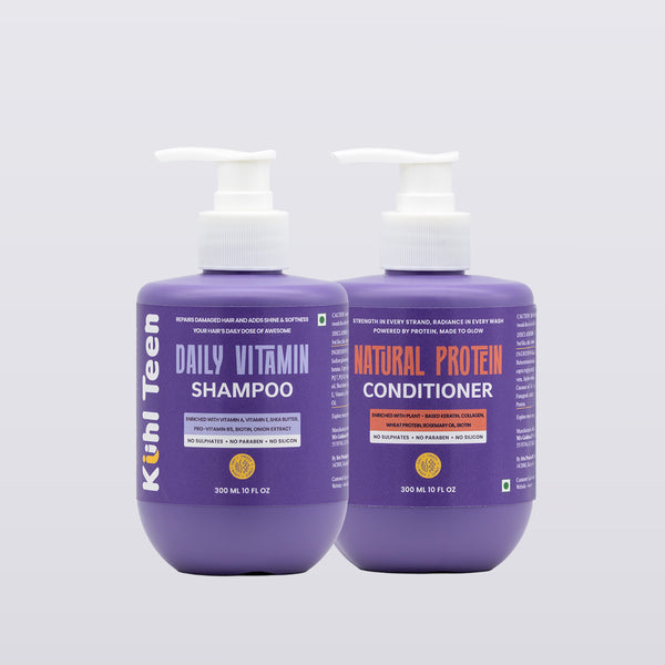Kuhl Teen Daily Vitamin Shampoo & Natural Protein Conditioner Combo Pack for Teens